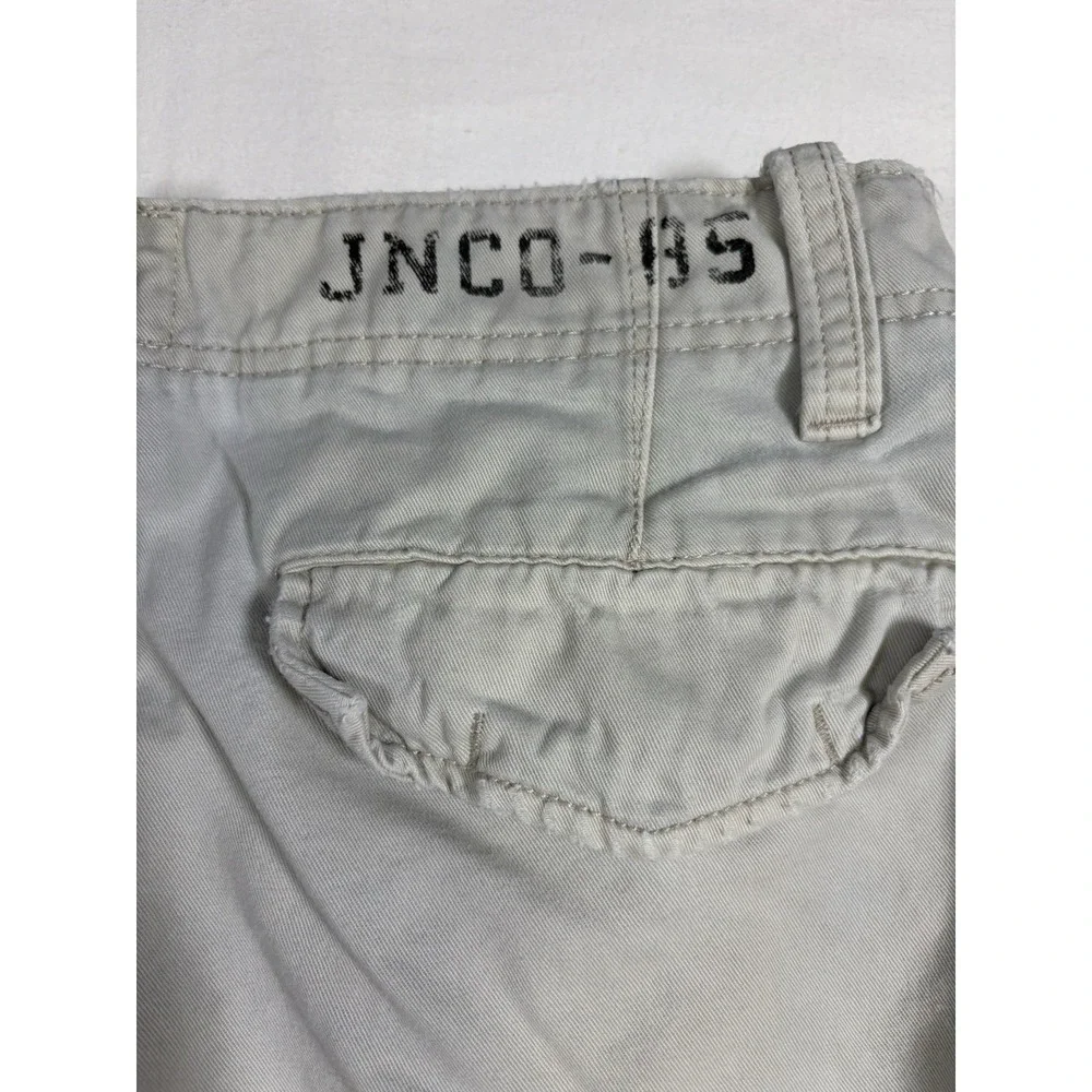 Vintage JNCO Jeans JNCO-85 Cargo Shorts Mens Size 32 Khaki Stencil Skate Y2K